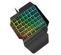 Hoement Compact Single-hand Mechanical Gaming Keyboard Black Keypad with Backlight Function, 39 Keys USB Wired for Playing Games and Home Entertainment