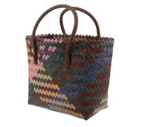Hoement Contrast Color Braided Bag Handbags Beach Woven Purse Boho Purses for Women Bohemia Bag for Women Pvc