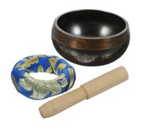 Hoement Copper Yoga Singing Bowl Set 8cm Handcrafted Buddhist Meditation Sound Bowl with Mallet and Cushion for Yoga, Mindfulness, and Tibetan Sound Therapy Random Color Random Style