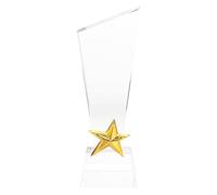 Hoement Crystal Trophy Award with 3d Five Star Design for Student Awards and Graduation Ceremony, Featuring Luxurious Shine Metal and Crystal Material, for Celebration and Memorable