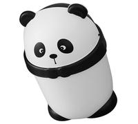 Hoement Cute Panda Trash Can with Lid for Kitchen and Office Use, Sturdy Pp Plastic Material, Flip-top Design Suitable for Room, Modern and Farmhouse Style Waste Bin
