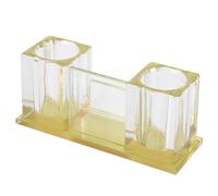 Hoement Desktop Wireless Mic Holder 2-slot Acrylic Microphone Storage Base Golden Not Easy to Break Lasting Time for Ktv Karaoke