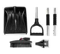Hoement Detachable Snow Removal Tool Set with Stainless Steel Handle | Car Snow Scraper and Brush, Ice Shovel for Windshield and Hood, Black Finish, Anti-skid Grip