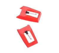 Hoement Diamond Stylus for Phonograph 2pcs Record Player Needles Replacement Cartridge Red Plastic and Aluminium Material, Portable Design Improves Tone Quality for Vinyl Gramophone