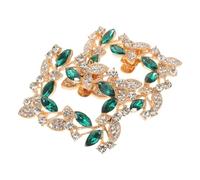 Hoement DIY Decorative Shoe Clips Pair Green Rhinestone Durable Shoe Buckle Charms for High Heels and Wedding Celebrations