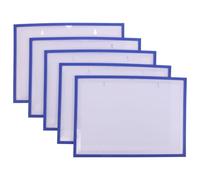 Hoement Document Ticket Holder A4 5pcs with Magnetic Plastic Sleeve, Reusable Magnetic Job Pocket for Use, Blue Hard Plastic File Office Warehouse Rack Documents and Papers
