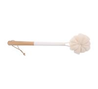 Hoement Dual-Sided Shower Scrub Brush with Long Handle for Body Exfoliating and Back Cleansing Soft Dense Bristles Maximize Lather Built Loop for Easy Hanging Suitable for All Adults