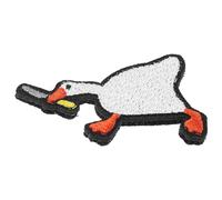 Hoement Embroidered Applique Patch Sticky Patches White Polyester Goose Shape Adorable Unique Style Easy to Use for Repairing and Mending on T-Shirts and Bags