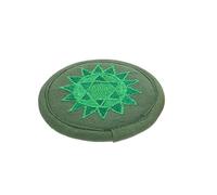 Hoement Embroidered Singing Bowl Cushion Pad for Religious Sound Bowls, Lightweight Cotton Cloth with Compact Design, Green Rounded Mat as A Gift for Meditation and Yoga Practices