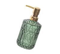 Hoement European Style Green Glass Soap Dispenser Bottle Pump Refillable Hand Liquid Container for Bathroom Kitchen with Smooth Polished Texture and Easy Refill Design