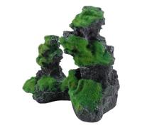 Hoement Fake Mountain Landscape with Simulated Moss Resin Decorative Moss Stone Easy to Clean for Aquarium Decoration, Suitable for Fresh Water Environment Home and Office Ornament