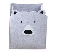 Hoement Felt Storage Basket with Bear Design, Small Fabric Laundry Hamper for Clothes and Organizer, Sundries Storage Bin for Nursery and Closet