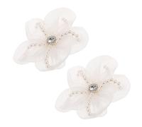 Hoement Flower Shoe Charms for Women, 1 Pair White Five-Petal Floral Shoe Decorations, Detachable Embellishments for High Heels, Wedding and Party Accessories