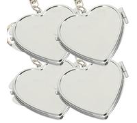 Hoement Folding Metal Heart Mirror Keyring Mini Set 4Pcs Double-Sided Compact Cosmetic Mirror for DIY and Travel Purse
