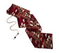 Hoement Folk Style Adjustable Red Flute Dust Cover Bag with Gold Print, Cotton Protective Flute Storage Pouch for Wind Instruments, Portable Music Instrument Accessory for Travel
