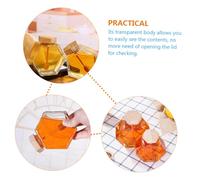 Hoement Glass Honey Pot with Bamboo Lid and Dipper Stick Small Kitchen Honey Dispenser Jar for Syrup Jam Storage Transparent Hexagonal Glass Container