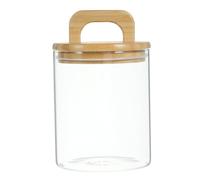 Hoement Glass Storage Jar with Airtight Bamboo Lid and Handle Clear Kitchen Container for Coffee Beans Food Storage and Home Use Large Capacity Glass Canister