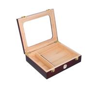 Hoement Glass Top Cigar Case Cigar Case Travel Portable for Men for Home Bars Desktop Brown