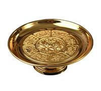 Hoement Golden Alloy Decorative Fruit Plate for Temple Offering, Space-Saving Tribute Fruit Holder with Retro Style, for Religious Worship and Home Décor