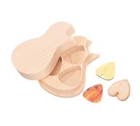 Hoement Guitar Shape Pick Holder Case with Guitar Picks Maple Wood Storage Box and Music Lovers