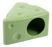 Hoement Hamster House for Sleeping and Summer Hideout Cheese Shape Cooling Nest Ceramic with Safe to Play Feature Random Color for Small Pets Suitable the Whole Year Use