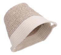 Hoement Hand Woven Cotton Rope Storage Basket with Handles Foldable | Natural Textured Surface, Decorative Planter Cover, for Sunglasses and Remote Controls, Laundry Room or Hotels