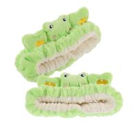 Hoement Headbands Spa Accessory 2 Pcs Cute Frog Look Multipurpose for Women Flannel Skincare and Makeup Headband Set, Soft and Adorable for Cosmetic Use and Face Washing