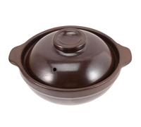 Hoement Heat Resistant Small Pottery Clay Stew Pot with Lid for Rice Noodles Soup Cooking Kitchen Casserole for Household and Commercial Use Easy to Clean and Safe Double Handle Design