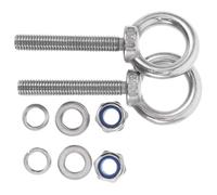 Hoement Heavy Duty Stainless Steel Eye Bolts Nuts and Washers M6x20 Threaded Eyebolt Set for Concrete Anchoring and Machinery Wall Mounting, 4 Pieces