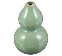 Hoement Home Decorative Ceramic Flower Vase in Light Green Gourd Shape with Comfortable Texture for Desktop Display