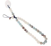 Hoement Jade Short Chain Phone Pendant with Detachable Shoushan Stone, Chinese Style Beaded Lanyard, Easy Installation, Suitable for Cameras and Music Players