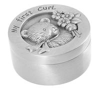 Hoement Keepsake Box Practical for Holding Small Objects Silver Stainless Steel Round Christening Gifts with Cartoon Design Beautiful Baby Fetal Hair Collection and First Curl for Girls
