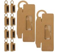 Hoement Khaki Storage Boxes 25pcs with Handle and Window, Cardboard PVC 9x9x3cm for Showcase Jewelry and Wine Bottle Hanging Packaging