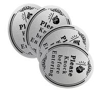 Hoement Knock before Entering Door Sign 4Pcs Weatherproof Sticker Set for Office, Home Bedroom and Front Door