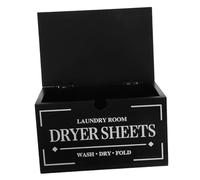 Hoement Laundry Dryer Sheet Holder with Lid, Black Wooden Storage Container for Laundry Organization, Resisting Deformation and Keeps Dryer Sheets Clean, for Homes and Organization