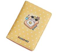 Hoement Lightweight Pu Leather Passport Cover Organizer with Cartoon Design Convenient to Carry Passport Wallet for Travel and School Use Practical Simple Style