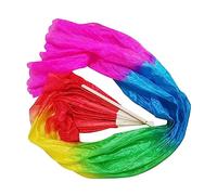 Hoement Long Dance Rainbow Fan Silk Fan Veil Fan Ornament Ribbon The Veil Folding Fans Silk Fans Dance Fabric Fan Square Dance Morning Practice Simulation Silk Fan Veil Dance