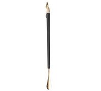 Hoement Long Handle Shoe Horn for Elders with Black Beech Wood and Copper Material Ergonomic Auxiliary Shoe Lifter and Not Easily Deformed for Travel and Daily Use
