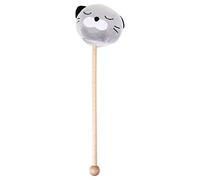 Hoement Massage Knocking Hammer Body Knocking Massager Portable Double-Sided Design with Long Handle and Plush Wood Material for Travel and Business Trip Use by People in Need and Family
