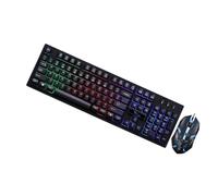 Hoement Mechanical Gaming Keyboard 104 Keys Wired USB and Mouse Set Black with Luminous Keys and Non Conflict Design Plastic Construction for Home and Office Use