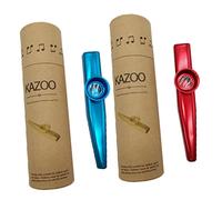 Hoement Metal Kazoo Set 2-piece Kazoo Instruments in Red and Blue Paper Tubes Easy to Learn Musical Toys for Kids and Beginners