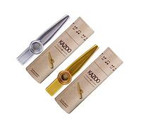 Hoement Metal Kazoo Set with Flute Membranes Portable Musical Instruments for Guitar Violin Piano Durable Play Kazoos for Parties and Music Lovers Gold Silver