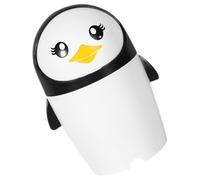 Hoement Mini Penguin Desktop Trash Can with Lid, Plastic Small Garbage Bin for Bedroom and Rooms, Easy to Move and Keeps Hands Clean, Compact Desk Trash Can for Home or Office Use