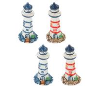 Hoement Miniature Lighthouse Models 4pcs Resin Small-Scale Sculptures Ocean Theme Party Nautical Landscape Ornaments
