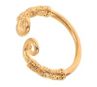 Hoement Minimalist Gold Plated Copper Open Wrist Cuff Bracelet with Intricate Embossed Details, Versatile Style for Men and Women, Unique Statement Making Jewelry for Everyday Wear
