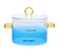 Hoement Ml Borosilicate Glass Stock Pot with Lid and Double Handle Design, High Temperature Resistant Glass Stovetop Pot for Cooking Soup and Noodles, Suitable for Household Use