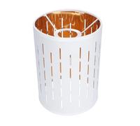 Hoement Modern Hollow Round Cloth Lampshade E27 140mm White Outer Gold Inner Vertical Lines Decorative Lamp Cover for Bedroom Living Room Study
