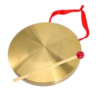 Hoement Multi-functional Handheld Warning Gong Instrument with Mallet Portable Copper Percussion Tool for Bands and Classroom Music Lessons