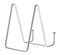 Hoement Multifunctional Iron Picture Frame Stand Triangular Structure Space-saving Silver Plate Display Stand for Book Stores and Hotels