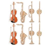 Hoement Musical Instrument Brooch Pin Set Resistant to Fading and Designed to Maintain Shine 8pcs Featuring Guitar, Saxophone, and Violin Shapes Made of Alloy for Shirts and Backpacks